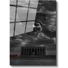 Artarilion Cam Dikey Duvar Tablosu Cam Anıtkabir Atatürk Ev Ofis Salon Modern Duvar Tablosu