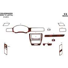 Mars Cockpit Design Volkswagen Jetta Konsol-Torpido Kaplama 2014-2016 13 Parça Maun