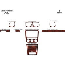 Mars Cockpit Design Volkswagen Eos Konsol-Torpido Kaplama 2005-2010 9 Parça Maun