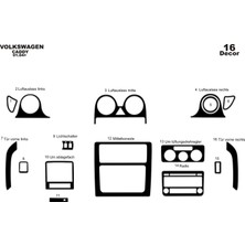 Mars Cockpit Design Volkswagen Caddy Konsol-Torpido Kaplama 2004-2009 16 Parça Piano Black