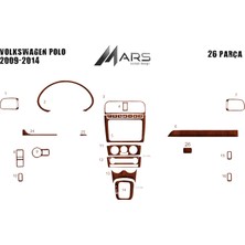 Mars Cockpit Design Volkswagen Polo Uyumlu Konsol-Torpido Kaplama 2009 14 Parça Maun