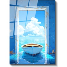 Artarilion Cam Dikey Duvar Tablosu Cam Evin Içindeki Tekne Nehir Ev Ofis Salon Modern Duvar Tablosu