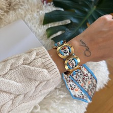 Alice İsstanbul Mavi Çiçekli Fular Bileklik