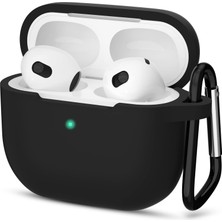 Storemax Airpods 3.nesil Kılıf, Tam Koruyucu Özellikli Yumuşak Silikon Airpods Aksesuar Kılıf ile Uyumlu Airpods,kadın Erkek, Anahtarlıklı Kablosuz ve Kablolu Şarj Özellikli Kılıfı, Siyah