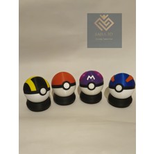 Saha 3D 4 Lü Pokeball Poke Topu (Sürpriz Pokemon Hediyeli)