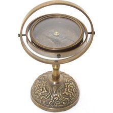 Çılgın Tahtakale Pirinç Masa Üstü Pusula Model 3