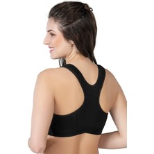 Kapsulavm Siyah Mı Emay 184 B Önden Fermuarlı Sporcu Penye Sütyen