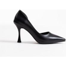 Trendella Angela Kadın Siyah Cilt Topuklu Ayakkabı