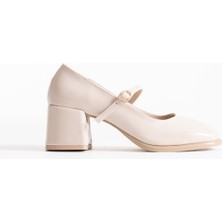 Trendella Blown Bej Cilt Kadın Topuklu Ayakkabı