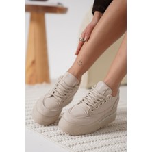 Trendella Alice Kadın Bej Gizli Topuklu Sneaker
