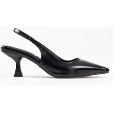 Trendella Angelica Kadın Siyah Kırışık Rugan Topuklu Ayakkabı