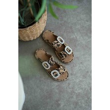 Trendella Tyna Süet Leopar Taşlı Kadın Terlik