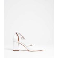 Trendella Doren Beyaz Cilt Kadın Topuklu Ayakkabı