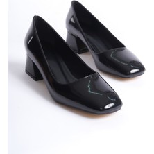 Trendella Clay Kadın Siyah Rugan Topuklu Ayakkabı