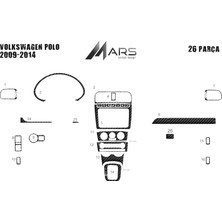Mars Cockpit Design Volkswagen Polo Uyumlu  2014 - Piano Black Kaplama 28 Parça Karbon