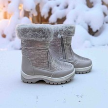 Moda Fiesta Kız Çocuk Kürklü Su Geçirmez Kışlık Bot Kaydırmaz Taban Fermuarlı