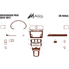 Mars Cockpit Design Volkswagen Polo Uyumlu Konsol-Torpido Kaplama 2014 Sonrası 28 P Maun