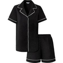 Jaya Modal Biyeli Şortlu Pijama Takımı / Siyah