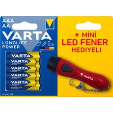 Varta Longlife Power 4 Ince + 4 Kalem Pil + Fener Hediyeli