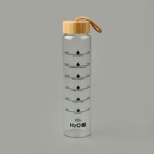 Tohana H2O Fit Bambu Kapaklı Cam Matara - Şeffaf / Açık Kahverengi - 1 Lt