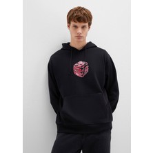 Mavi Mavi Baskılı Kapüşonlu Siyah Sweatshirt 0S10397-900