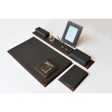 Nusrat Bilişim Tabac Sümen Takımı Deri ve Ağaç Mat Siyah 780-11