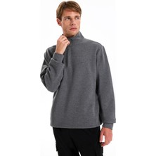 Jeep Dik Yaka Düz Antrasit Melanj Erkek Sweatshırt J5WM-SWT7222