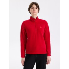 Discovery Expedition D5WL-SWT3302 Kırmızı Fermuarlı Yaka Basic Düz Kadın Polar Sweatshırt
