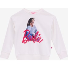 Barbie Baskılı Kız Çocuk Ekru Sweatshırt BRB5WG-SWT6639
