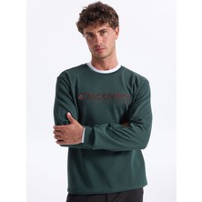 Discovery Expedition D5WM-SWT3878 Koyu Yeşil Bisiklet Yaka Relaxed Baskılı Erkek Sweatshırt