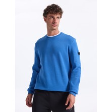 Discovery Expedition D5WM-SWT3940 Indigo Melanj Bisiklet Yaka Relaxed Düz Erkek Sweatshırt