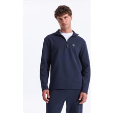 Discovery Expedition D5WM-SWT3986 Lacivert Dik Yaka Relaxed Düz Erkek Sweatshırt