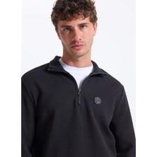 Discovery Expedition D5WM-SWT3986 Siyah Dik Yaka Relaxed Düz Erkek Sweatshırt