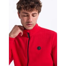 Discovery Expedition D5WM-SWT3301 Kırmızı Dik Yaka Basic Düz Erkek Polar Sweatshırt