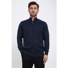 Velvarde Fermuarlı Lacivert Hırka