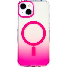 Zenith Works iPhone 13 Kılıf M-Safe Şarj Özellikli Transparan Renk Geçişli Znth Toros Kapak - Rose Pembe