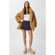 Happiness İstanbul Oversize Suni Kürk Kaban LVW0008 Camel