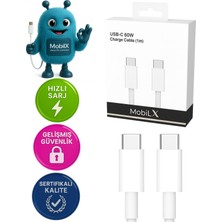 Hızlı Mobil Mobilx Samsung Galaxy S24 Ultra Uyumlu 60W Type-C To Type-C Örgülü Şarj ve Data Kablosu (1m)