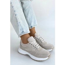 Nuvira Slar Bej Cilt Bağcıklı Spor Ayakkabı