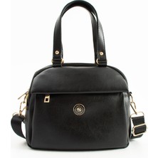 Sanmorris Kadın Siyah Yumuşak Suni Deri Ayarlanabilir Çapraz Askılı Smart Casual Omuz ve El Çantası