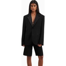 Because Of Alice Satin Detail Single Breasted Blazer Oversize Tek Düğmeli Kadın Ceket