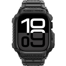 Spigen Apple Watch 42mm Seri 11/10 ile Uyumlu Kılıf & Kordon Kayış Rugged Armor Pro 2 Matte Black - ACS10494
