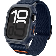 Spigen Apple Watch 46mm Seri 11/10 ile Uyumlu Kılıf & Kordon Lite Fit Pro Nefes Alabilen Hafif Dokuma Lacivert Kayış - ACS08925 (Spigen TR Garantili)
