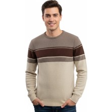 Çizgi Triko Erkek Sıfır Yaka Kazak Petek Örgü Klasik Kalıp 5244C BGL-ST04861