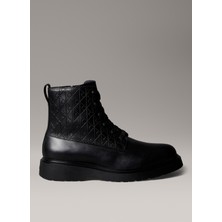 Calvin Klein Siyah Erkek Bot Combat Ess Lace Up Zıp Boot Aop