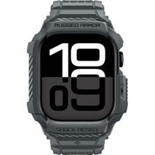 Spigen Apple Watch 46mm Seri 11/10 ile Uyumlu Kılıf & Kordon Kayış Rugged Armor Pro 2 Dark Gray - ACS10504