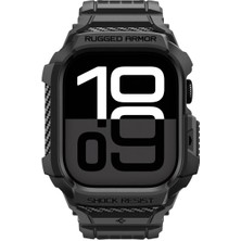 Spigen Apple Watch 46mm Seri 11/10 ile Uyumlu Kılıf & Kordon Kayış Rugged Armor Pro 2 Matte Black - ACS10503