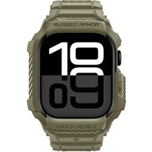 Spigen Apple Watch 46mm Seri 11/10 ile Uyumlu Kılıf & Kordon Rugged Armor Pro 2 Üst Düzey Koruma Haki Kayış - ACS10507 (Spigen TR Garantili)