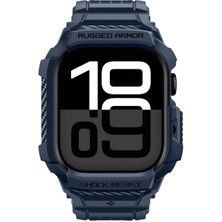 Spigen Apple Watch 46mm Seri 11/10 ile Uyumlu Kılıf & Kordon Kayış Rugged Armor Pro 2 Navy Blue - ACS10505