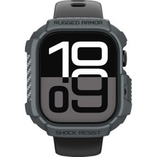 Spigen Apple Watch 46mm Seri 11/10 ile Uyumlu Kılıf Rugged Armor 2 Üst Düzey Koruma Gri Karbon Kapak - ACS10500 (Spigen TR Garantili)